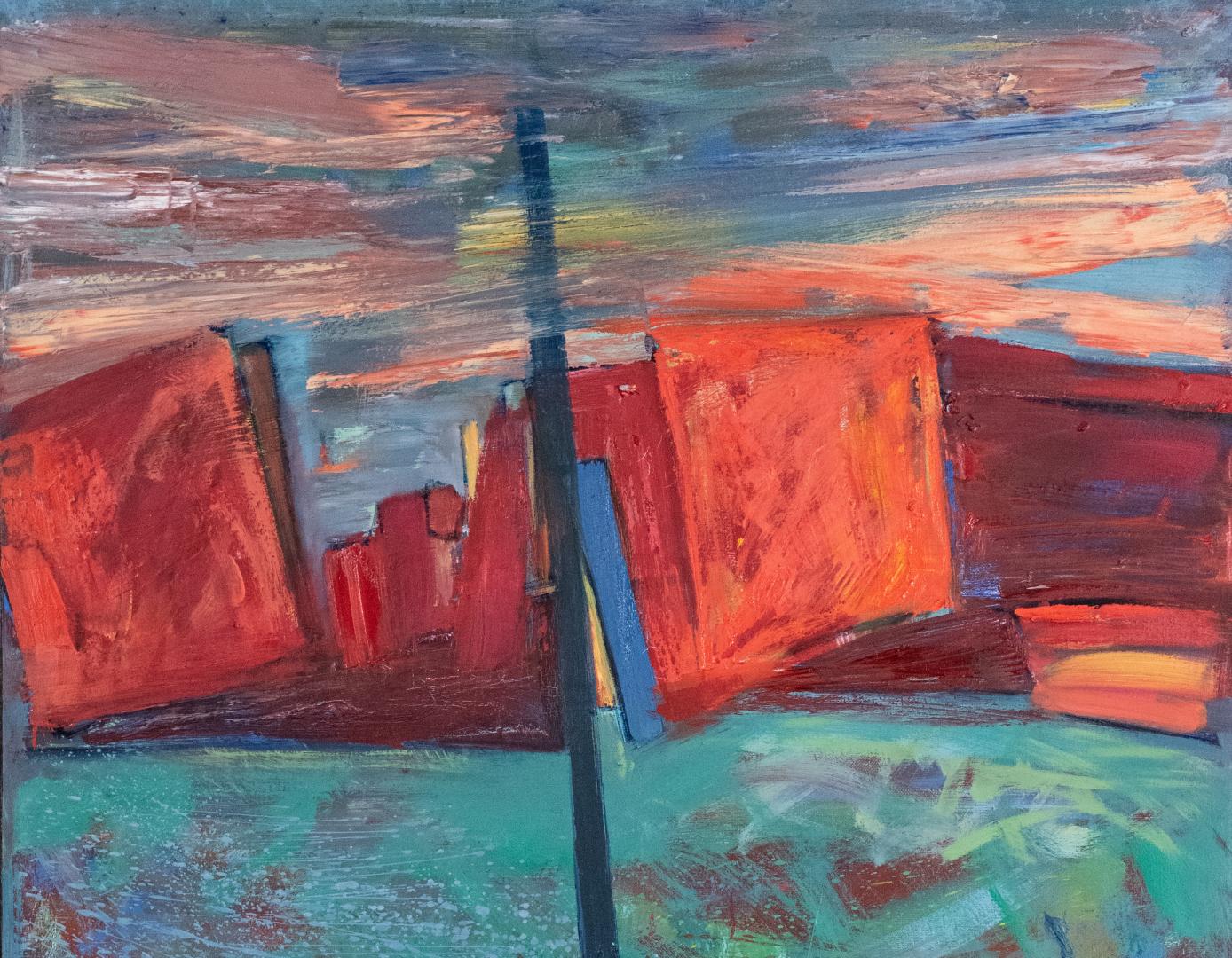 Jean-Pierre Tanguy. Laos rouge. Huile sur toile. 120,5 x 85,5 cm