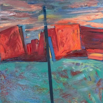 Jean-Pierre Tanguy. Laos rouge. Huile sur toile. 120,5 x 85,5 cm